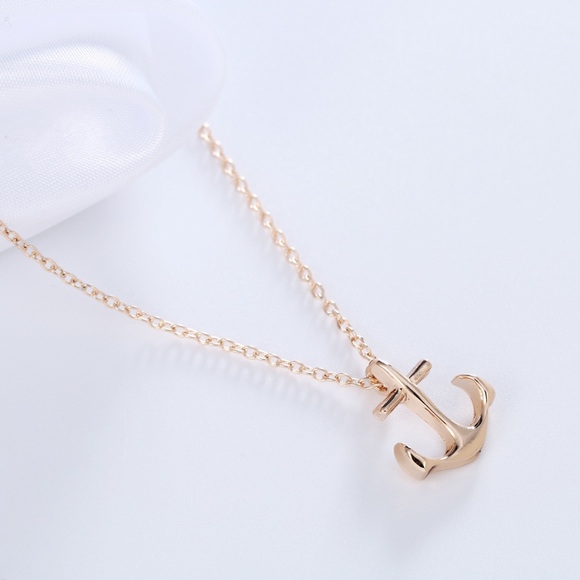 Anchor Dainty Delicate Gold Necklace Pendant - Picture 2 of 3
